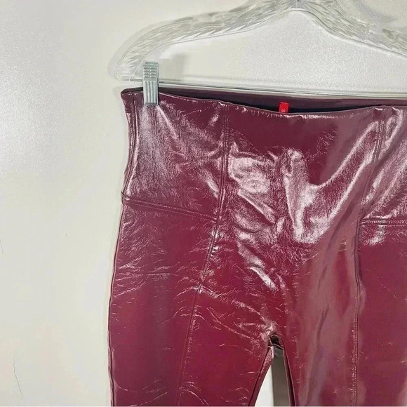 NEW PANX Faux Patent Leather Leggings Ruby Red Glossy Club 1X Bodycon - Picture 4 of 8